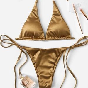 Gold metallic halter bikini. Brand new. Never worn.